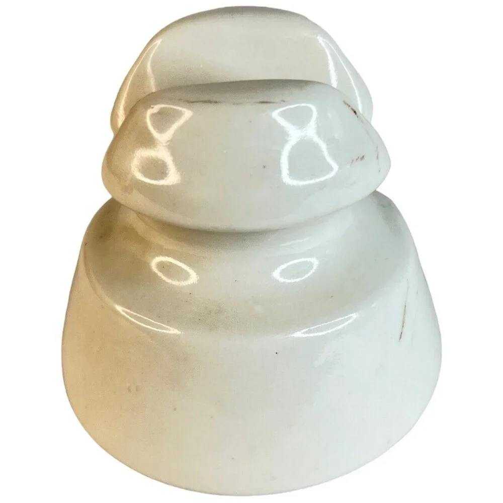 Ceramic White Glazed Knox Insulator Saddle Top Telephone Wire VTG Porcelain Chip